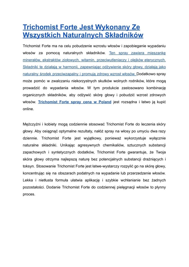 Trichomist - Trichomist Forte: Czy warto inwestować w zdrowe włosy?
